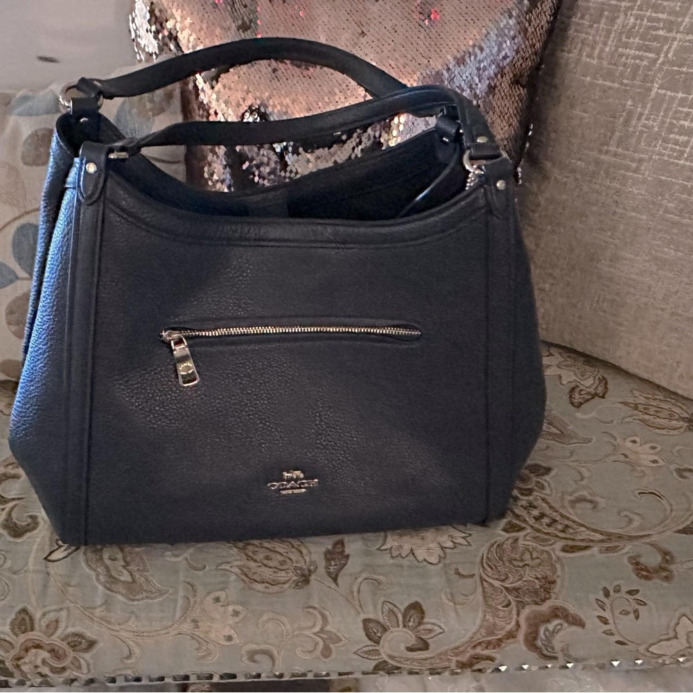 Large,navy blue, Coach shoulder bag.